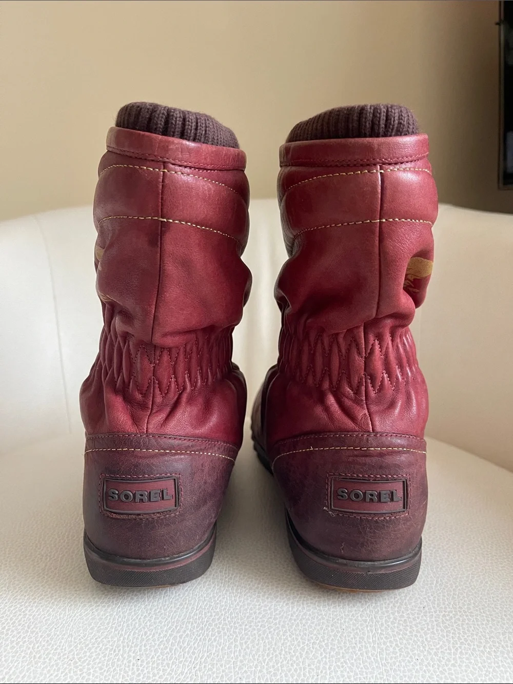 vintage Sorel Firenzy Breve red leather winter boots